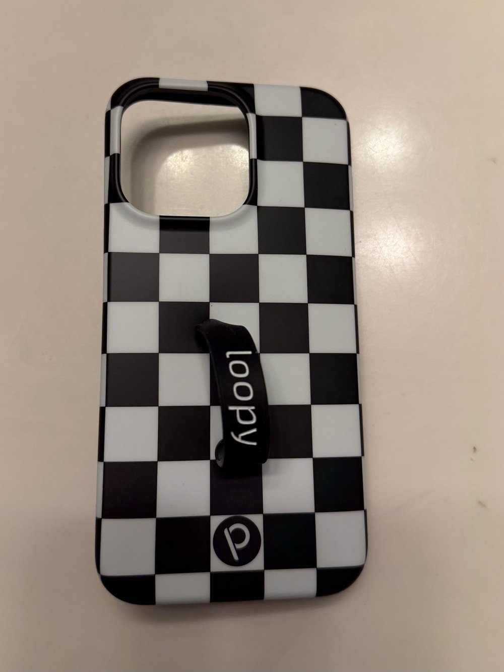 Loopy Case Black & White Checkerboard Phone Case with Hand Loop